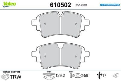 Juego de balatas de freno VALEO 610502