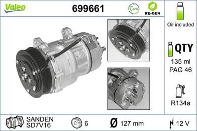 Compresor, aire acondicionado VALEO 699661