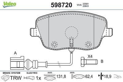 Juego de balatas de freno VALEO 598720