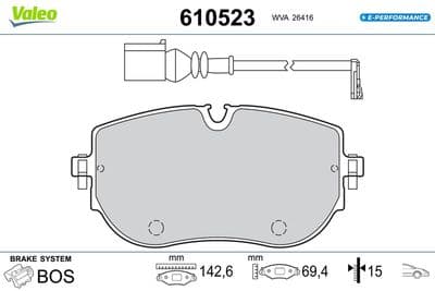 Juego de balatas de freno VALEO 610523