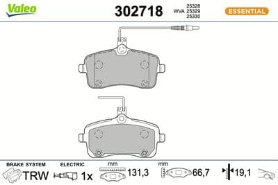Juego de balatas de freno VALEO 302718