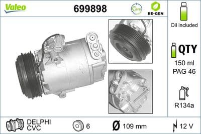 Compresor, aire acondicionado VALEO 699898