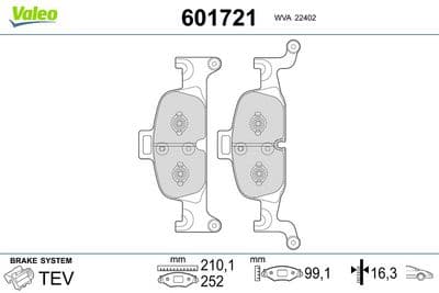 Juego de balatas de freno VALEO 601721