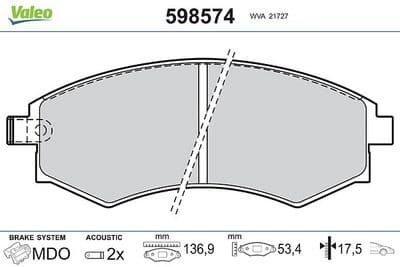 Juego de balatas de freno VALEO 598574