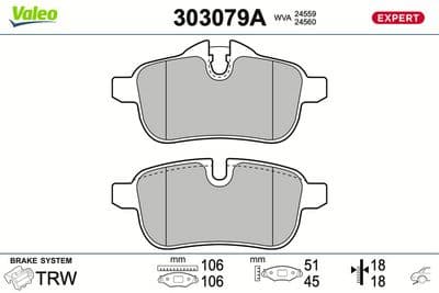 Juego de balatas de freno VALEO 303079A