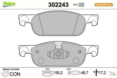 Juego de balatas de freno VALEO 302243
