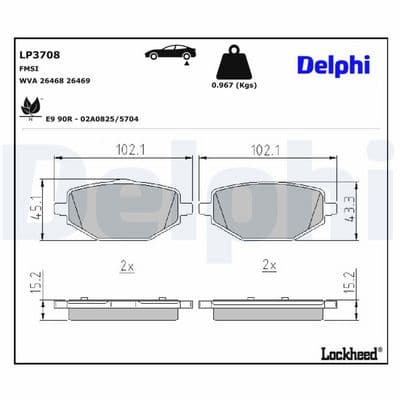 Juego de balatas de freno DELPHI LP3708