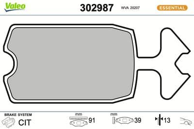 Juego de balatas de freno VALEO 302987