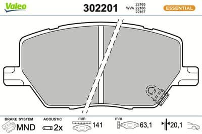 Juego de balatas de freno VALEO 302201