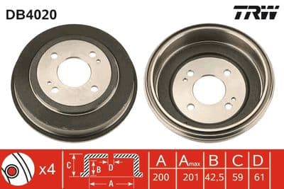 Tambor de freno TRW DB4020