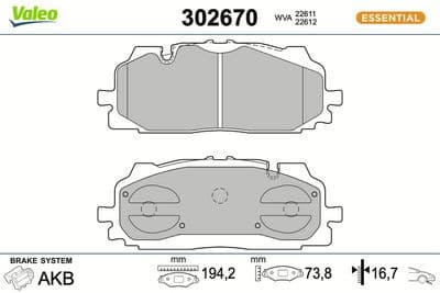 Juego de balatas de freno VALEO 302670