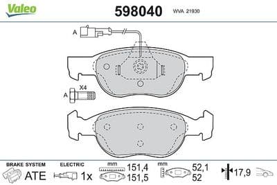 Juego de balatas de freno VALEO 598040