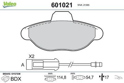 Juego de balatas de freno VALEO 601021