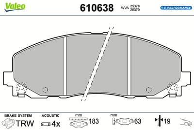 Juego de balatas de freno VALEO 610638