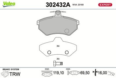 Juego de balatas de freno VALEO 302432A