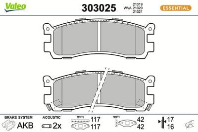 Juego de balatas de freno VALEO 303025
