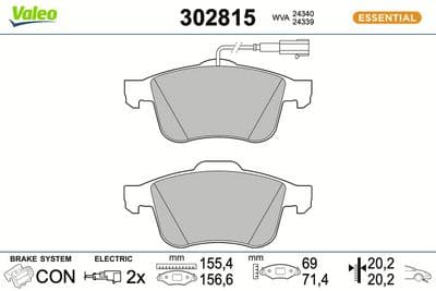 Juego de balatas de freno VALEO 302815