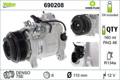Compresor, aire acondicionado VALEO 690208