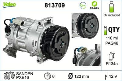 Compresor, aire acondicionado VALEO 813709