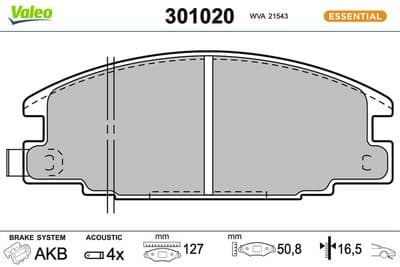 Juego de balatas de freno VALEO 301020