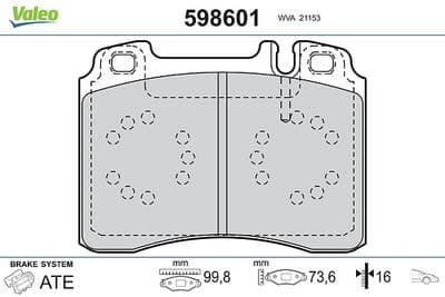 Juego de balatas de freno VALEO 598601
