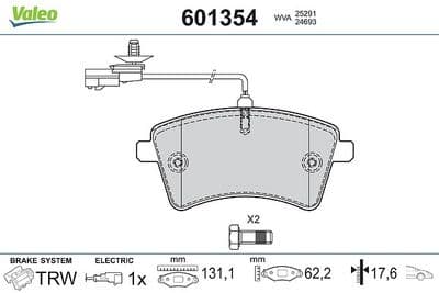 Juego de balatas de freno VALEO 601354