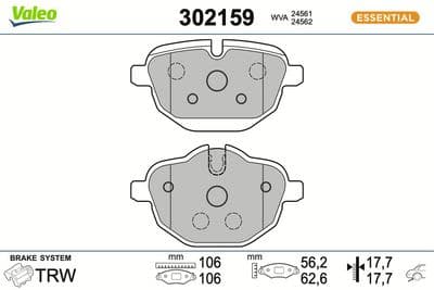 Juego de balatas de freno VALEO 302159
