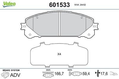Juego de balatas de freno VALEO 601533