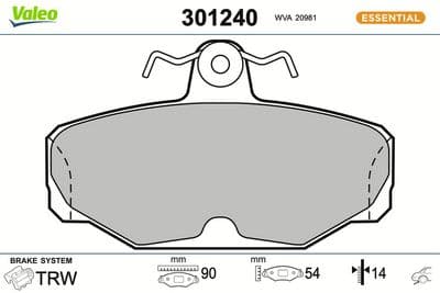 Juego de balatas de freno VALEO 301240