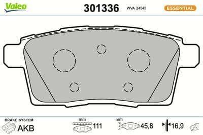 Juego de balatas de freno VALEO 301336