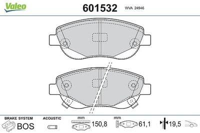 Juego de balatas de freno VALEO 601532