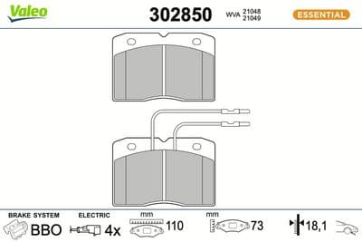 Juego de balatas de freno VALEO 302850