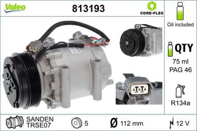 Compresor, aire acondicionado VALEO 813193