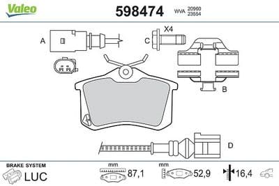 Juego de balatas de freno VALEO 598474