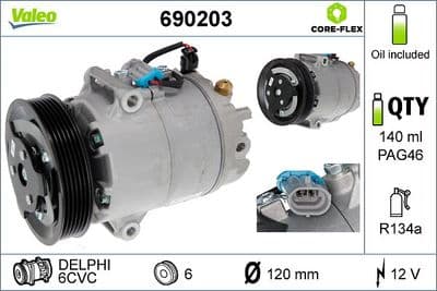 Compresor, aire acondicionado VALEO 690203
