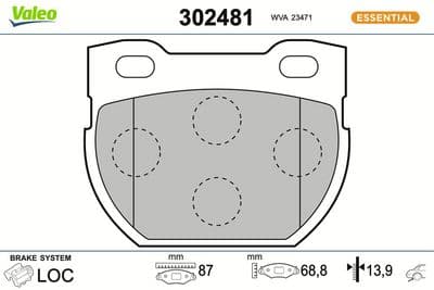 Juego de balatas de freno VALEO 302481