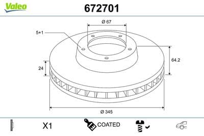 Disco de freno VALEO 672701
