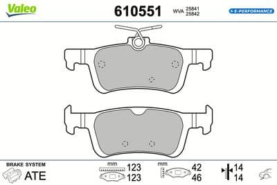 Juego de balatas de freno VALEO 610551