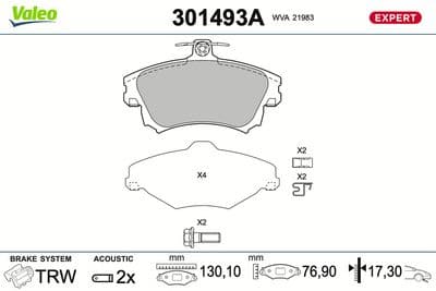 Juego de balatas de freno VALEO 301493A