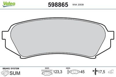 Juego de balatas de freno VALEO 598865