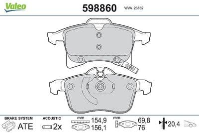 Juego de balatas de freno VALEO 598860