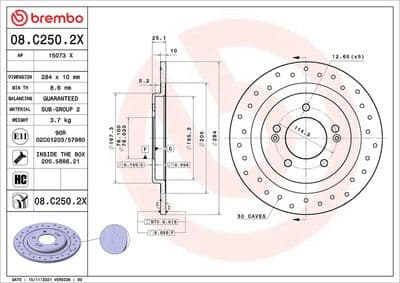 Disco de freno BREMBO 08.C250.2X