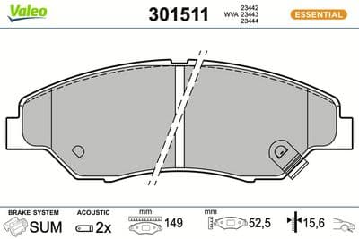 Juego de balatas de freno VALEO 301511