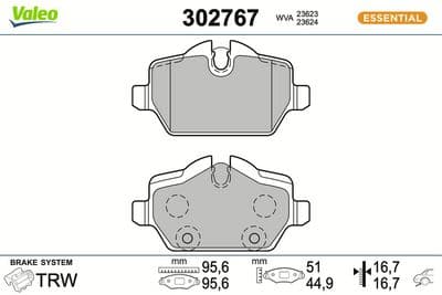 Juego de balatas de freno VALEO 302767