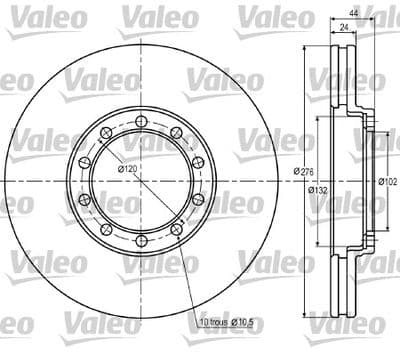 Disco de freno VALEO 187019
