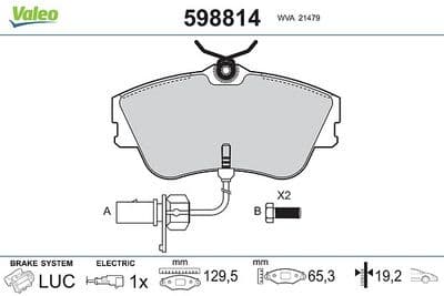 Juego de balatas de freno VALEO 598814