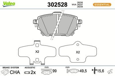Juego de balatas de freno VALEO 302528