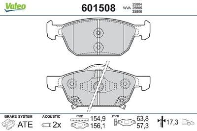 Juego de balatas de freno VALEO 601508