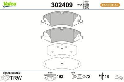 Juego de balatas de freno VALEO 302409