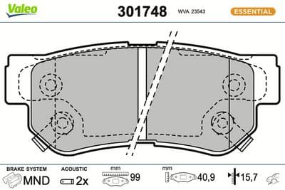 Juego de balatas de freno VALEO 301748